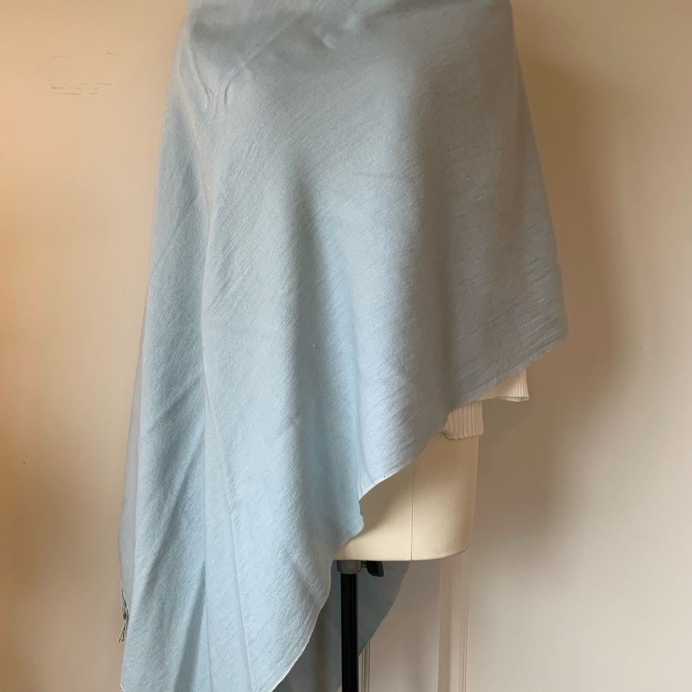 Pashmina Ice Blue Fringed Wrap